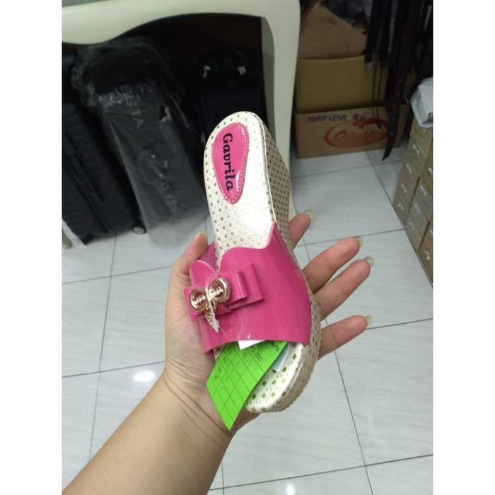 sandal wedges anak perempuan SD Gavrila 0046 pink tua fanta pita