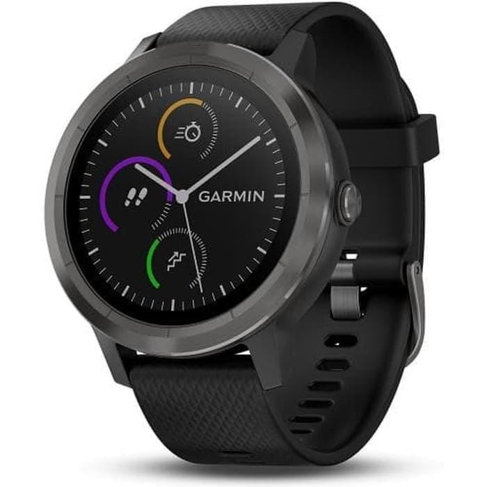 JAM TANGAN PRIA GARMIN VIVO ACTIVE 3 MUSIC BLACK GUN METAL SMARTWATCH