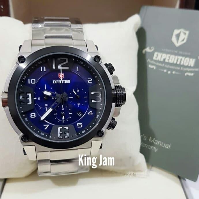 Jam Tangan Pria Expedition E6605 Original Silver Dial Blue
