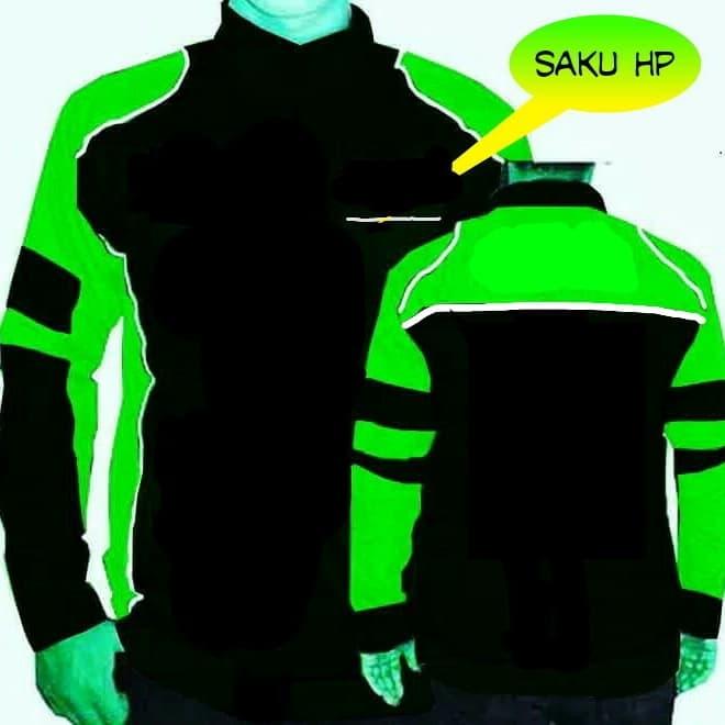 jaket motor polos ojol hitam hijau