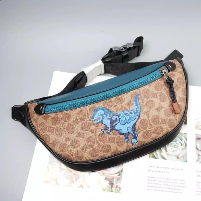 Coach Blue Dino Waistbag Tas Selempang Pria Waist bag Coach Authentic