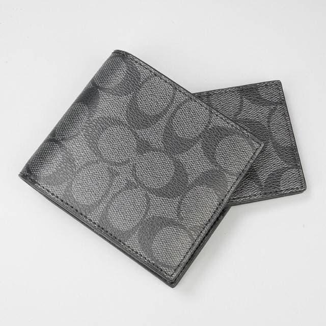 Coach Men Wallet Signature Black Dompet Pria + Cardholder Authentic