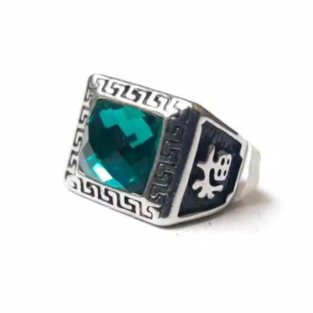 Cincin Pria Titanium Batu Asfa Hijau