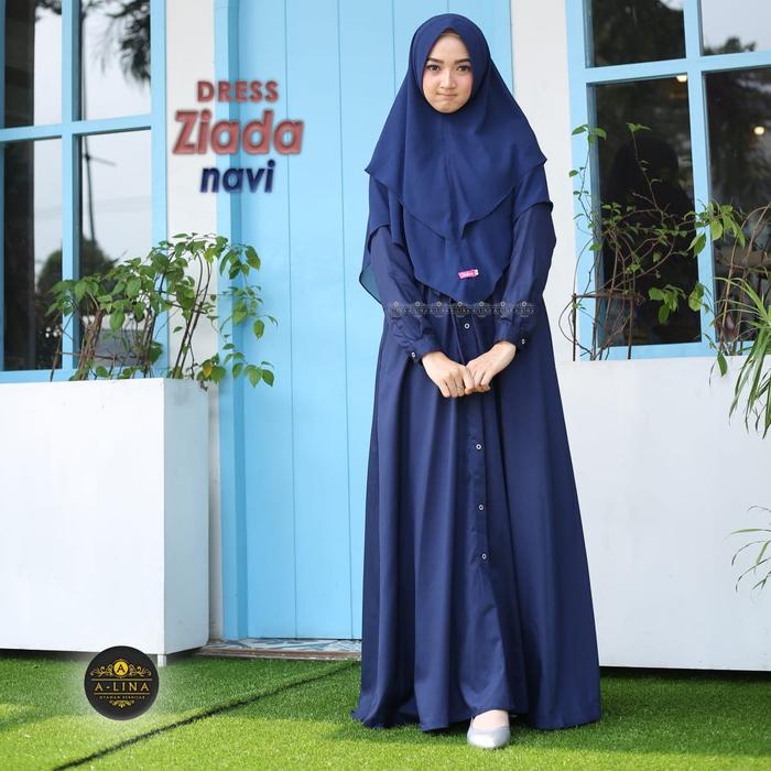 A-Lina Ziada Dress Only NAVY Gamis Polos Toyobo Fodu Adem
