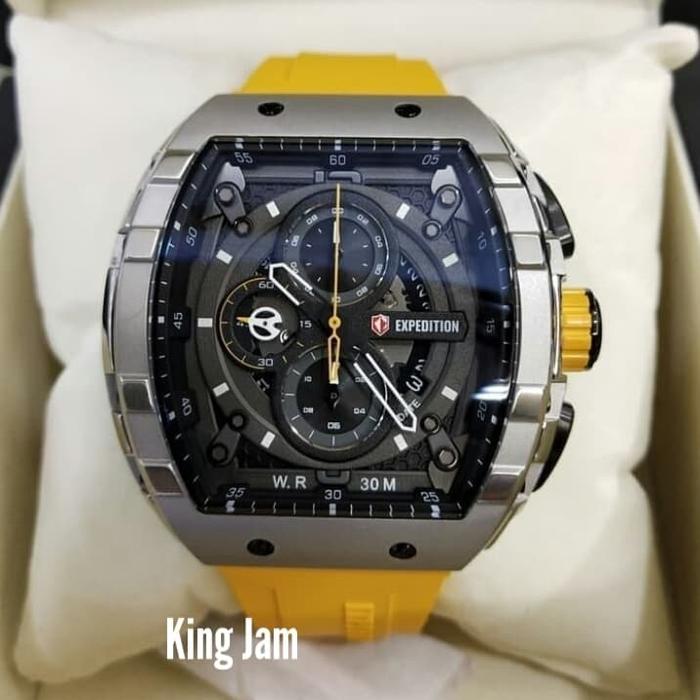 Jam Tangan Pria Expedition E6782 Original Yellow List Silver Black
