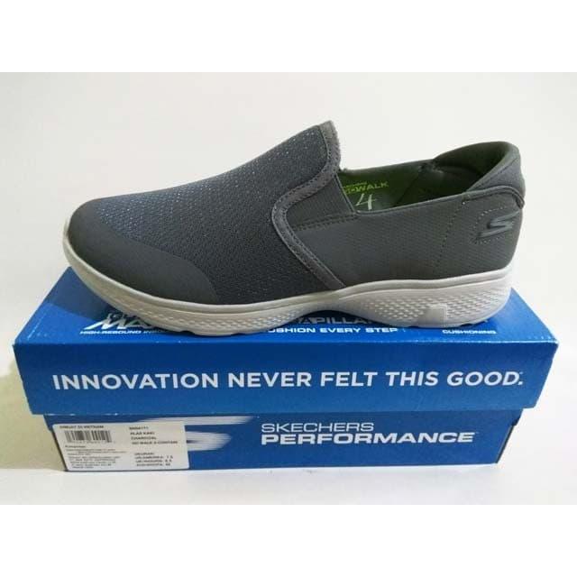 Sepatu Sneakers Slip On Skechers Goga Max Go Walk 4 Contain Charcoal