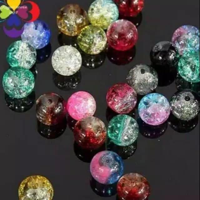 Bola krystal warna warni bahan kaca untuk membuat gelang dll