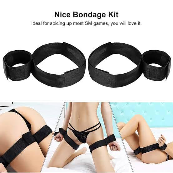 gstring nice bondage kit leg hand cuff strap bed bdsm kaki tangan set