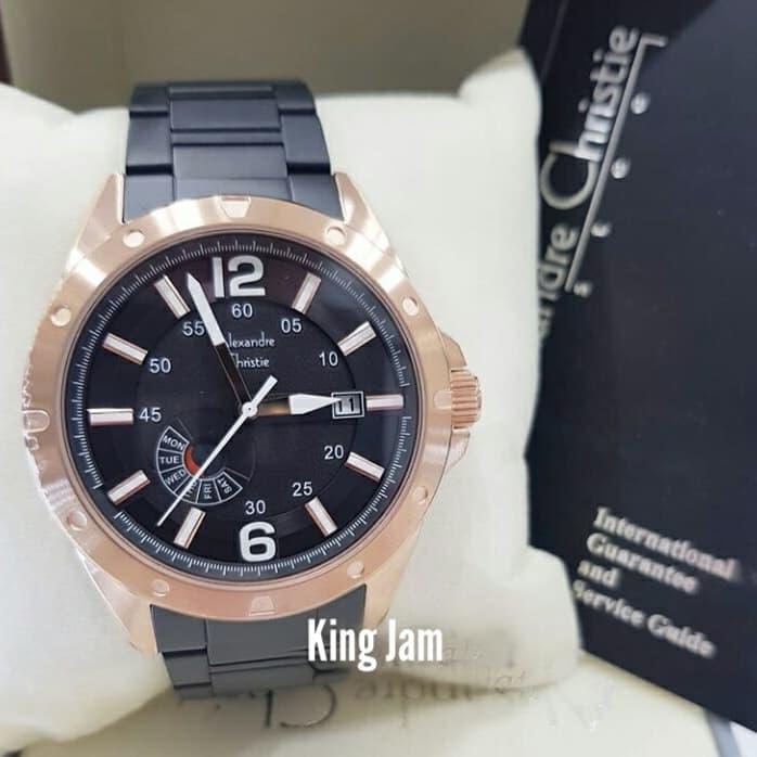 Jam Tangan Pria Alexandre Christie AC 6536 Original Black Rosegold
