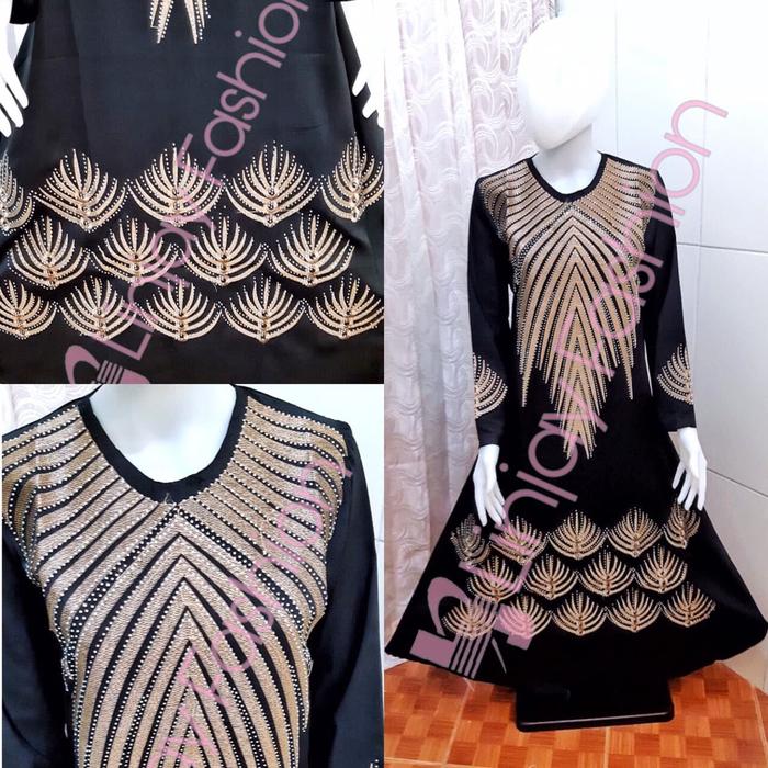 Gamis Hitam Bordir Terbaru - Abaya Arab Hitam - Gamis Arab