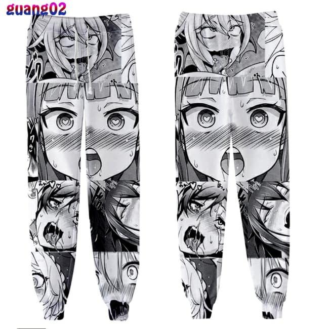 ahegao celana panjang longgar casual motif print digital 3d untuk pria