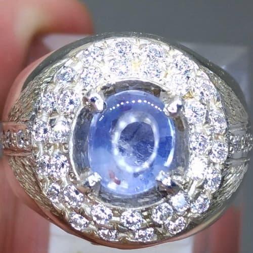 Batu Cincin Blue Safir Srilangka Ster Ceylon Permata
