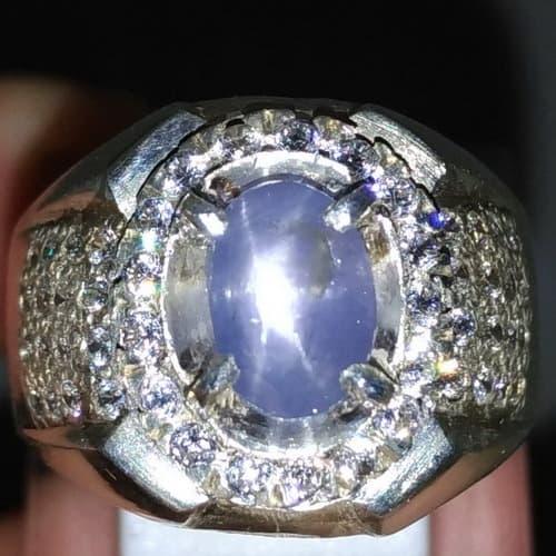 Batu Blue Safir Ceylon Srilangka Ster Cincin Permata
