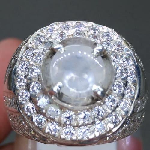 Batu Cincin White Star Safir Putih Bening Srilangka