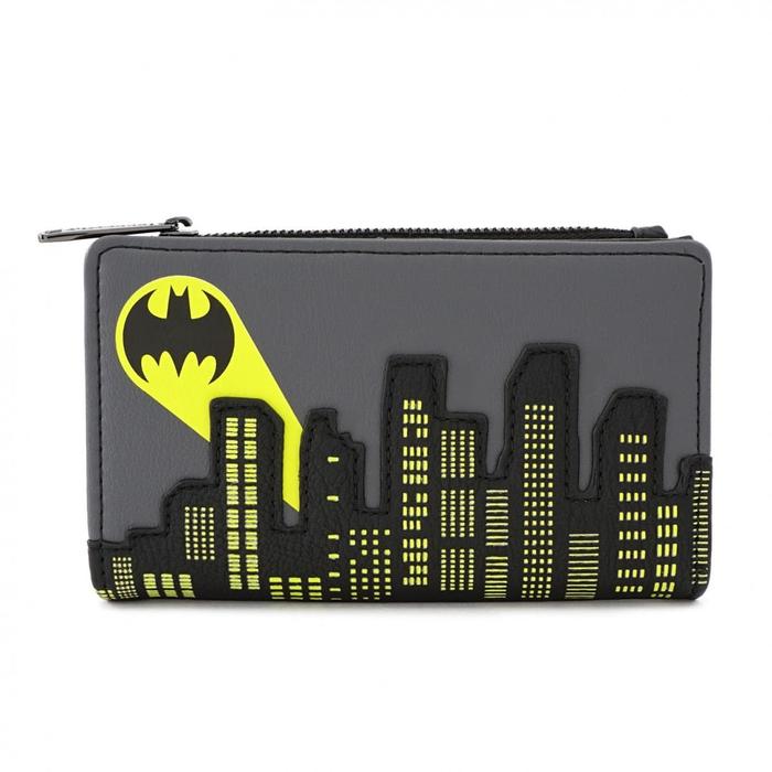 LOUNGEFLY X DC COMICS BATMAN 80TH ANNIVERSARY CITY SIGNAL FLAP WALLET