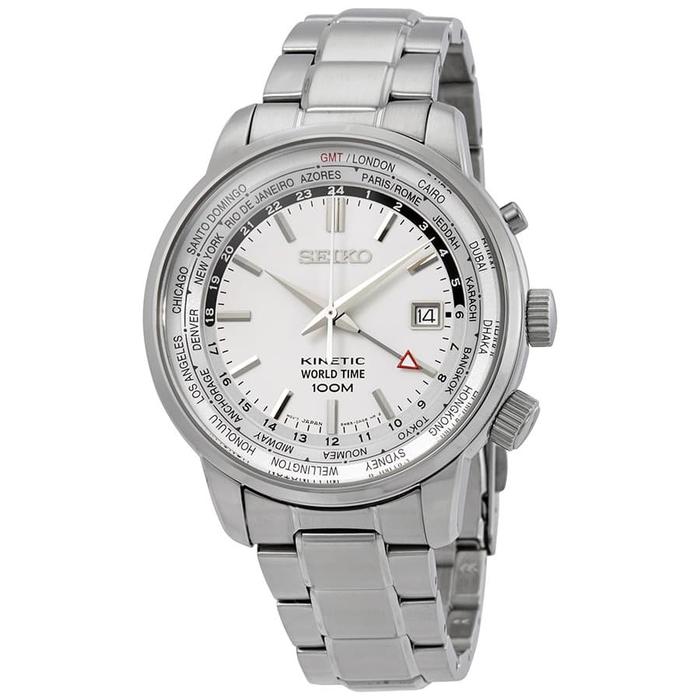JAM TANGAN PRIA RANTAI SILVER DIAL PUTIH SEIKO KINETIK SUN067P1