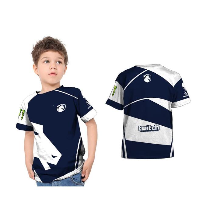Tshirt Kaos Anak Unisex New TEAM LIQUID BLUE WHITE 3D FullPrint