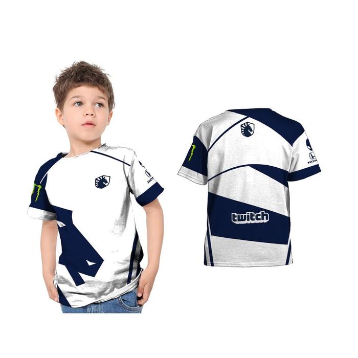 Tshirt Kaos Anak Unisex New TEAM LIQUID WHITE BLUE 3D FullPrint