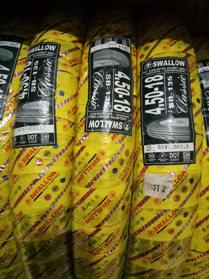BAN LUAR SWALLOW UKURAN 450X18 DAN BAN DALAM SWALLOW UKURAN 450X18