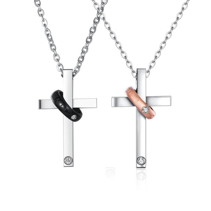 Cross Letter Pendant Pasangan Kalung Cross Letter Couple Necklace