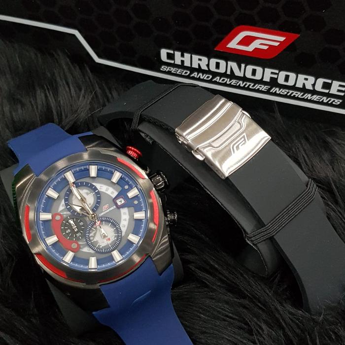 Jam Pria ChronoForce CF 5317 G Rubber 48mm Free Rubber Original Fulset