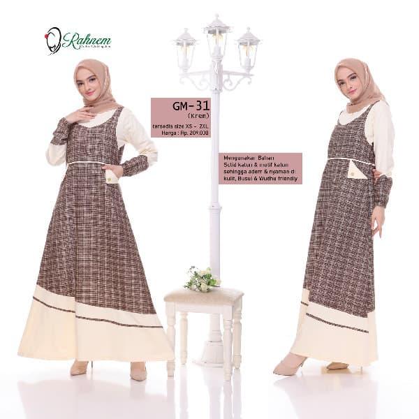 Gamis Motif Kotak + Rahnem RH-GM31 + Gamis Busui and Wudhu Friendly