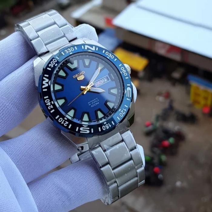Jam Tangan Pria Merek Seiko 5 Sport Blue 45mm Automatic Ori BM