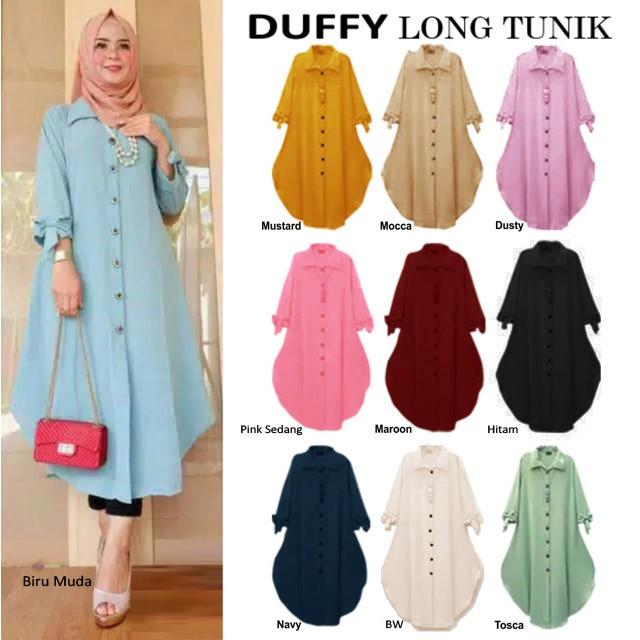 Duffy Tunik Moscrepe Import / Baju Atasan Wanita / Tunik Jumbo Muslim