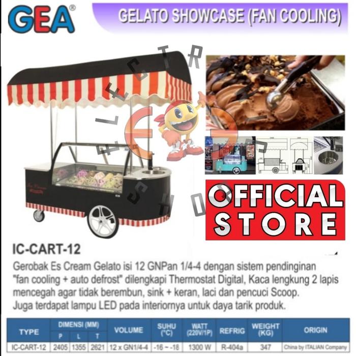 GEA IC CART 12 - Showcase Gelato - Gerobak Ice Cream Gelato
