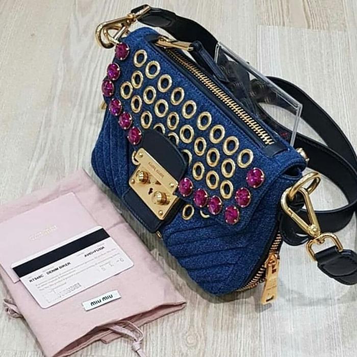 Jual Tas Wanita Miumiu Biker Denim