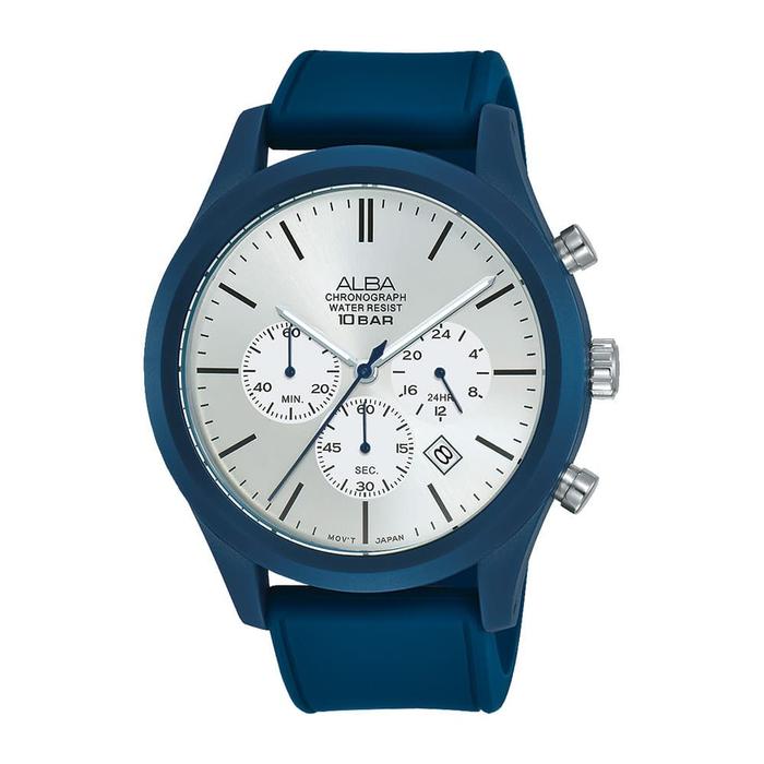 ALBA Analog Jam Tangan Pria Strap Karet Biru AT3G29X1 Original