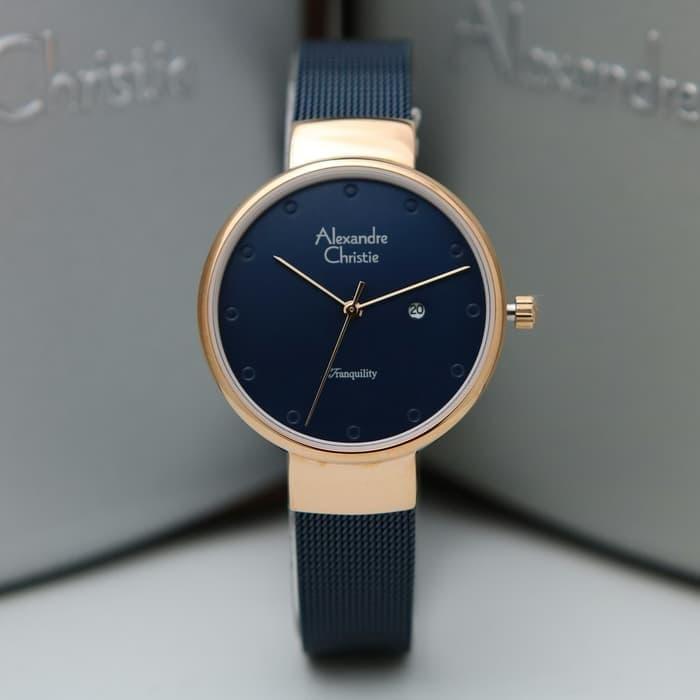 Jam Tangan Wanita Alexandre Christie AC 2509 Original - Blue Rosegold
