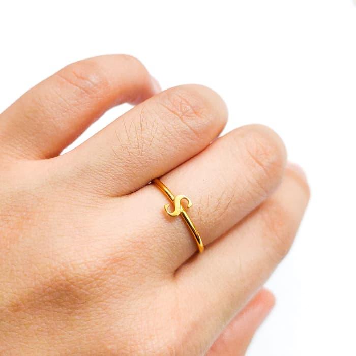 Terlaris Cincin Ayu Huruf S Elegant emas asli Keren