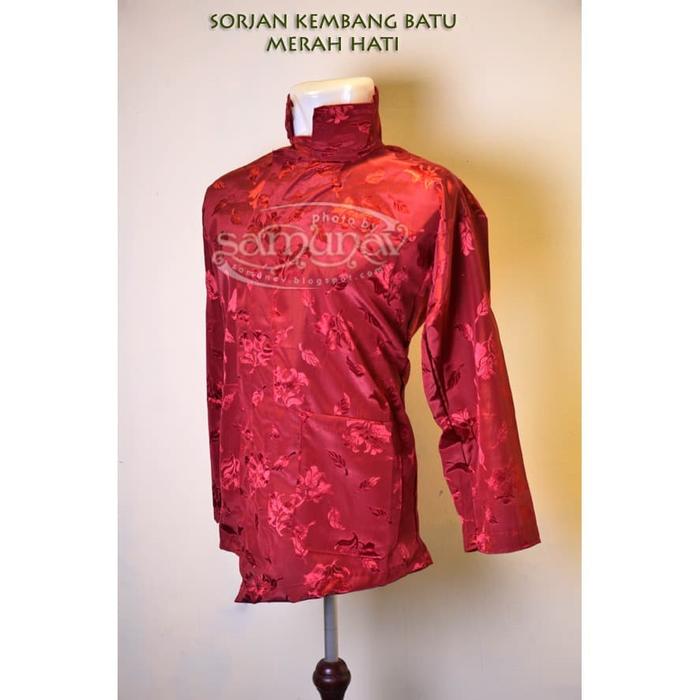Baju Jawa Surjan Kembang Batu Warna Merah Marun