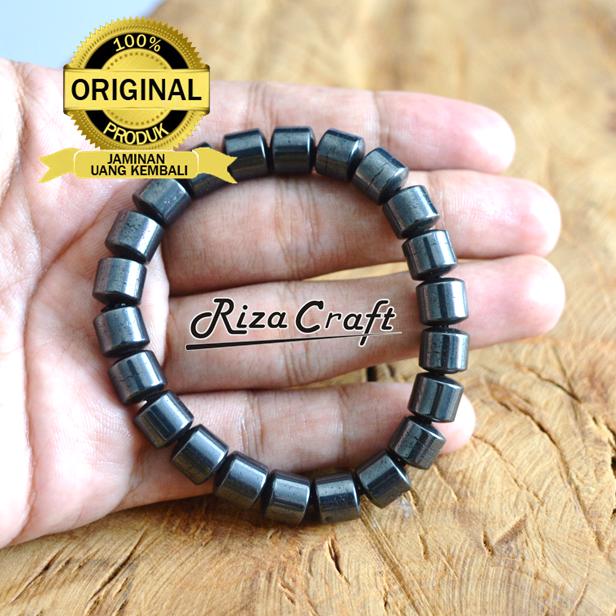 Gelang Batu Akik Pria Wanita Kesehatan Hematite Badar Besi Premium