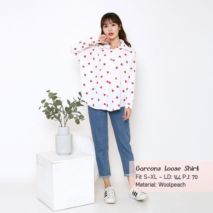 Kemeja Garcons Blouse Atasan Fashion - BIG SIZE Garcons Loose Shirt