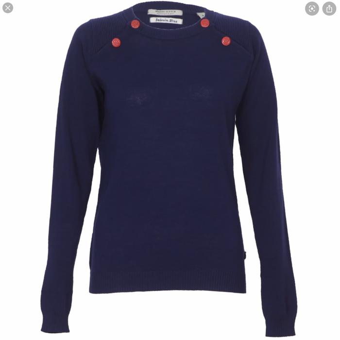 Preloved auth Maison navy knit top / nautical blouse rajut tebal