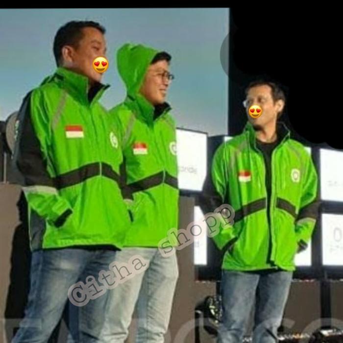 Jaket gojek garuda super topi waterprof full bordil