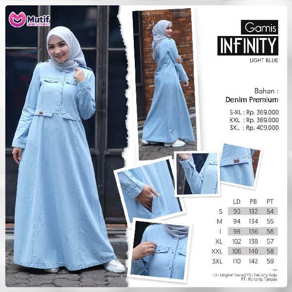 Gamis Denim Premium + Mutif M-Infinity + Gamis Casual Original Branded