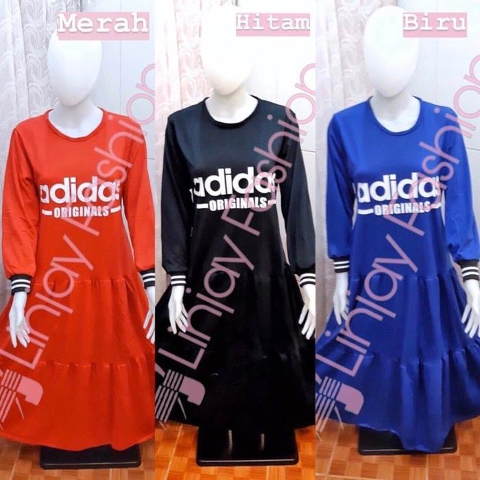 Gamis Wanita bahan Babyterry - Gamis Adidas - Gamis warna dan motif