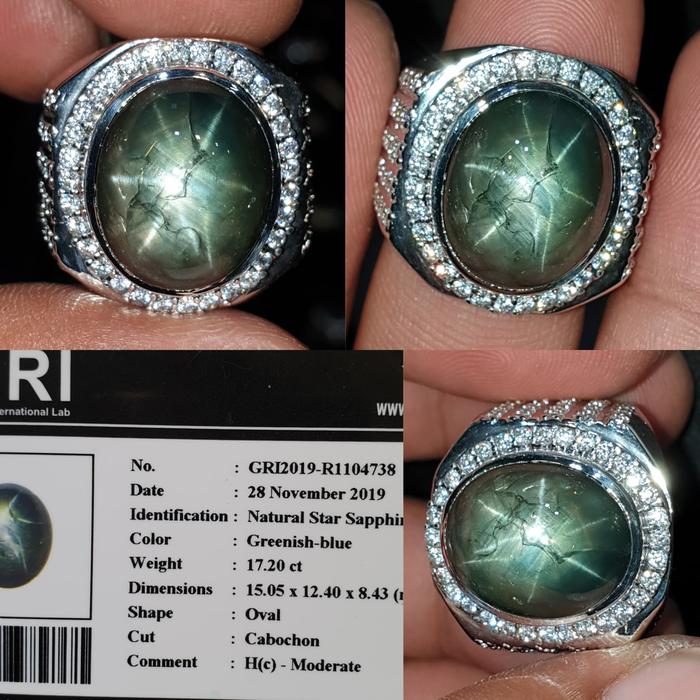 Batu Green Blue Star Sapphire Memo 17.20 crt