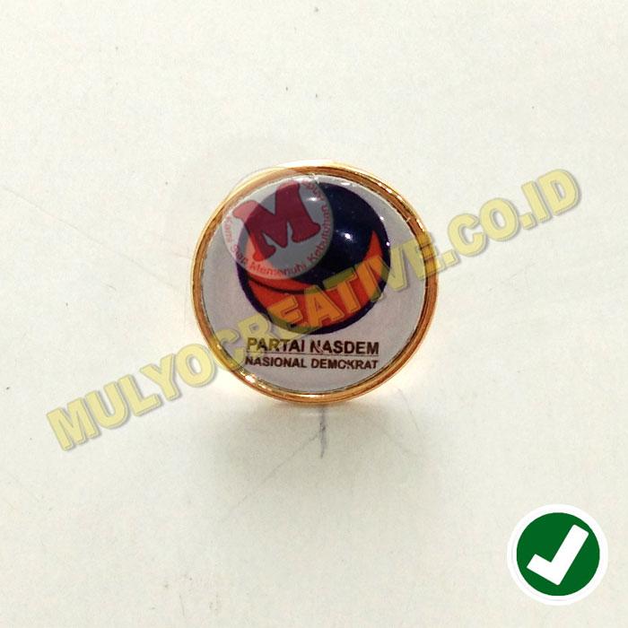 Bross Pin Ukuran 2 Cm Model Bulat Logo Partai Nasdem
