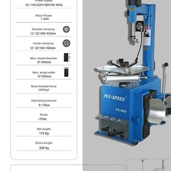 tyre changer hidrolik ban FS808 FLY SPEED s.d ring 21 inch mobil motor