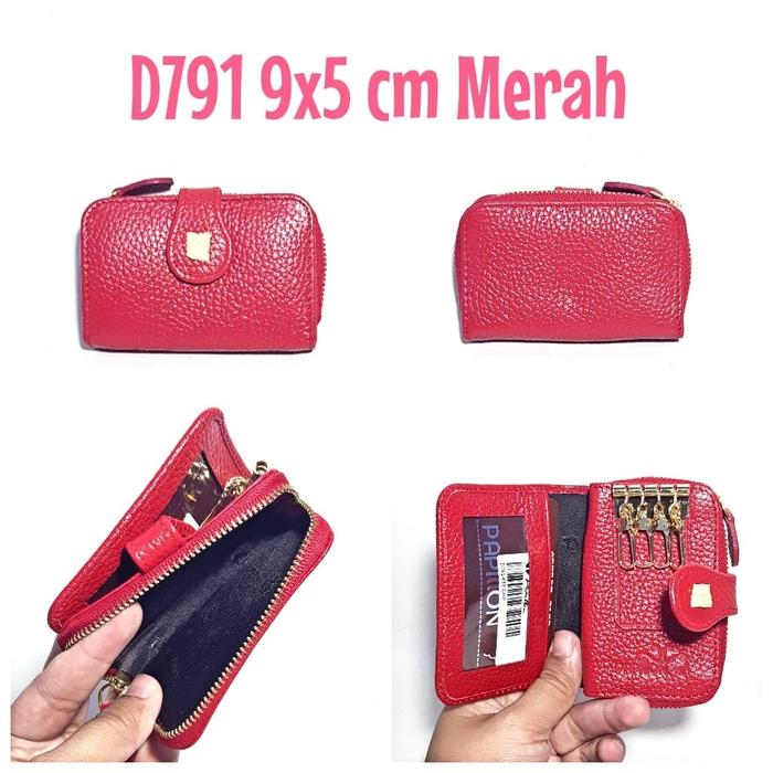 Dompet Kulit Papillon Original D791 Merah STNK Gantungan Kunci