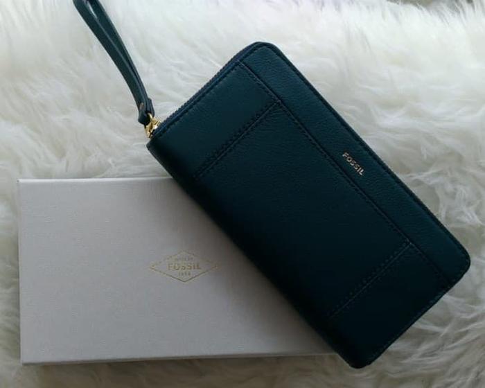 FOSSIL - GREEN Long Zipper Wallet - EUROPE Original