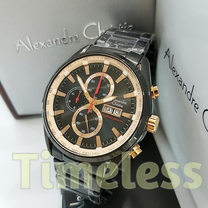 jam tangan pria alexandre christie ac 6495 MC Black