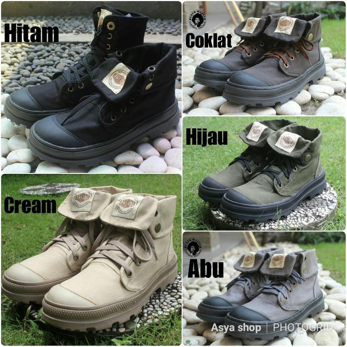 SEPATU BOOTS SNEAKERS BLACK MASTER PALLADIUM ORIGINAL BONUS KAOS KAKI.