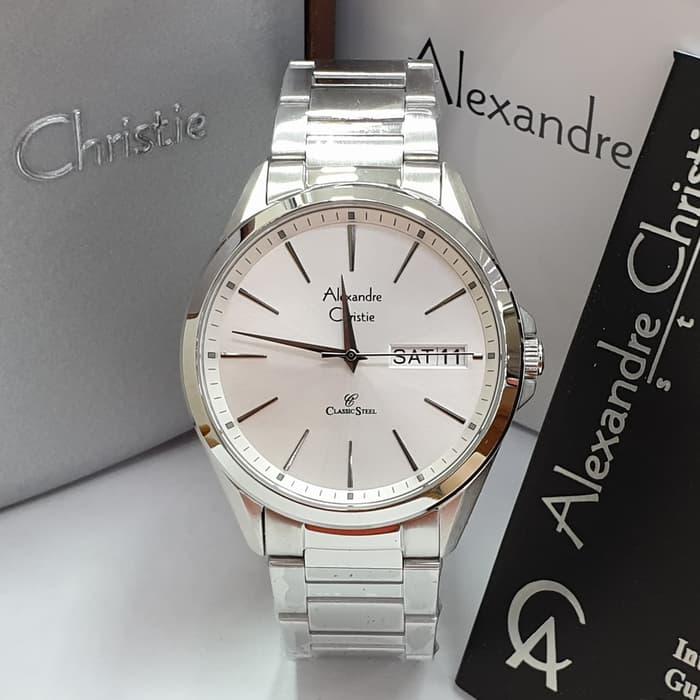 Jam Tangan Pria Alexandre Christie AC 8592 Silver Original