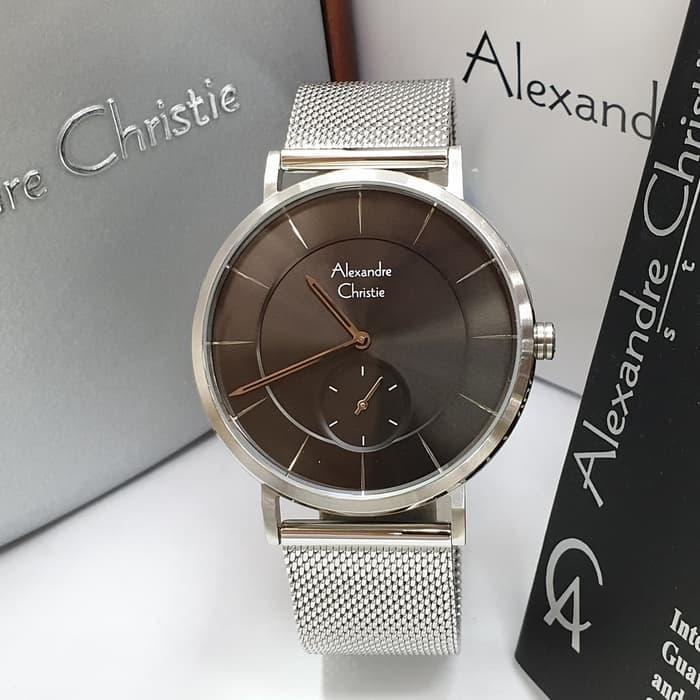 Jam Tangan Pria Alexandre Christie AC 8586 Silver Black Original