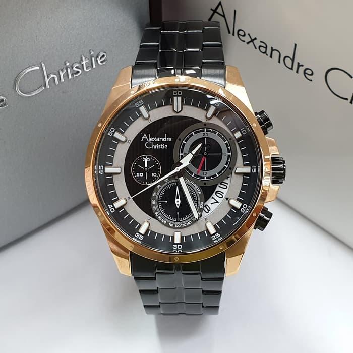 Jam Tangan Pria Alexandre Christie AC 6496 Black Rosegold Original